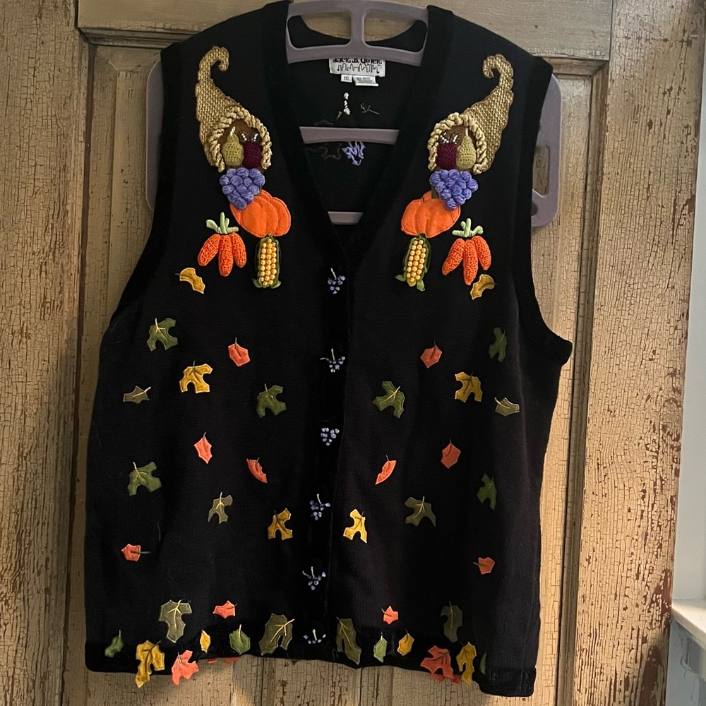 Thanksgiving Sweater Vest - 1XL - Harvest Fall